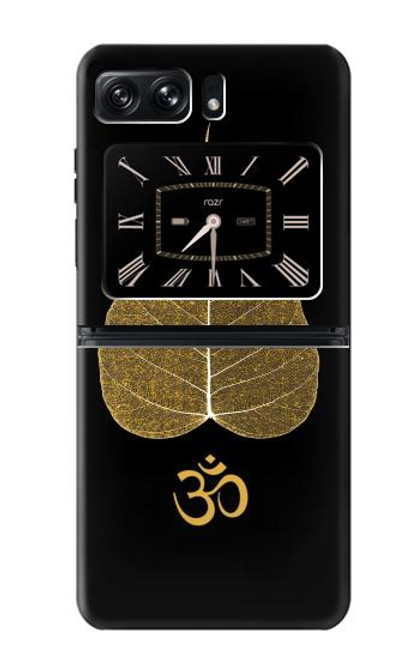 W2331 Gold Leaf Buddhist Om Symbol Hard Case and Leather Flip Case For Motorola Moto Razr 2022