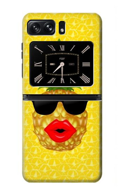 W2443 Funny Pineapple Sunglasses Kiss Hard Case and Leather Flip Case For Motorola Moto Razr 2022