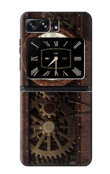W3221 Steampunk Clock Gears Hard Case and Leather Flip Case For Motorola Moto Razr 2022