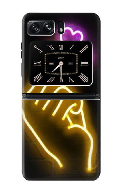 W3512 Cute Mini Heart Neon Graphic Hard Case and Leather Flip Case For Motorola Moto Razr 2022