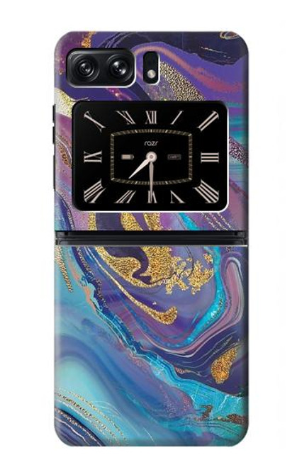 W3676 Colorful Abstract Marble Stone Hard Case and Leather Flip Case For Motorola Moto Razr 2022