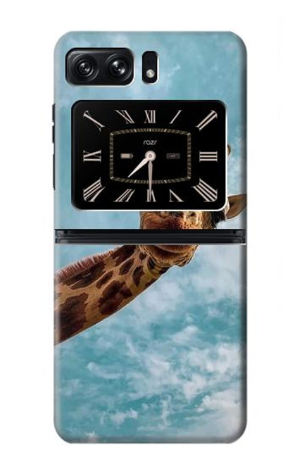 W3680 Cute Smile Giraffe Hard Case and Leather Flip Case For Motorola Moto Razr 2022