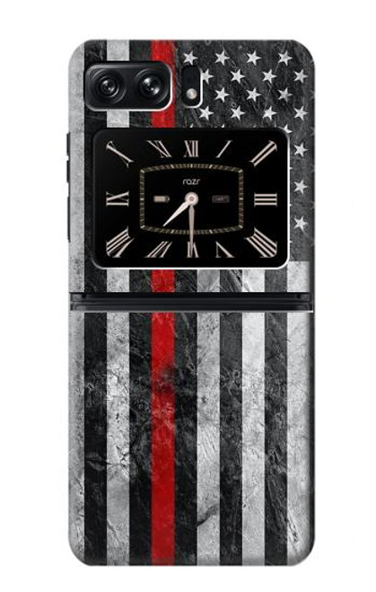 W3687 Firefighter Thin Red Line American Flag Hard Case and Leather Flip Case For Motorola Moto Razr 2022