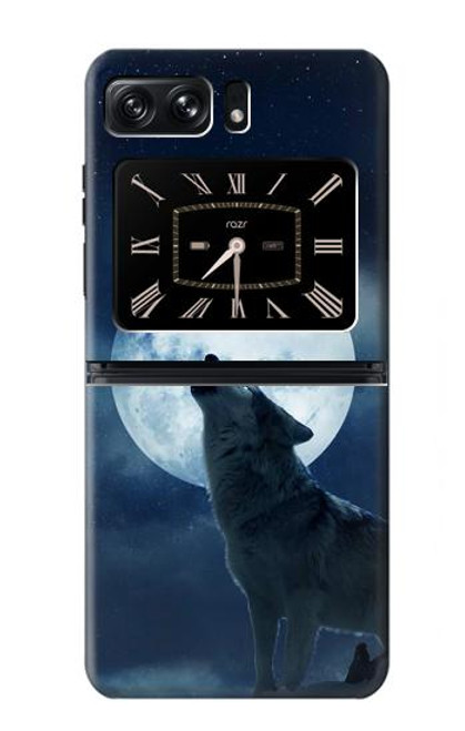 W3693 Grim White Wolf Full Moon Hard Case and Leather Flip Case For Motorola Moto Razr 2022
