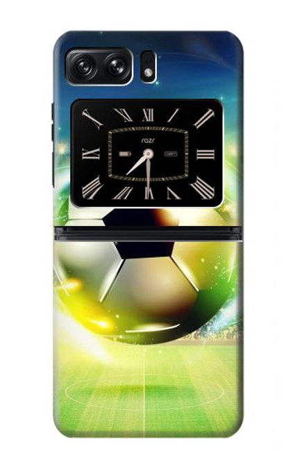 W3844 Glowing Football Soccer Ball Hard Case and Leather Flip Case For Motorola Moto Razr 2022