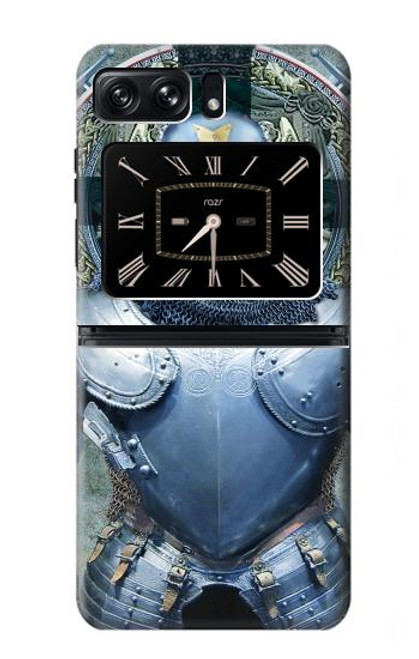 W3864 Medieval Templar Heavy Armor Knight Hard Case and Leather Flip Case For Motorola Moto Razr 2022