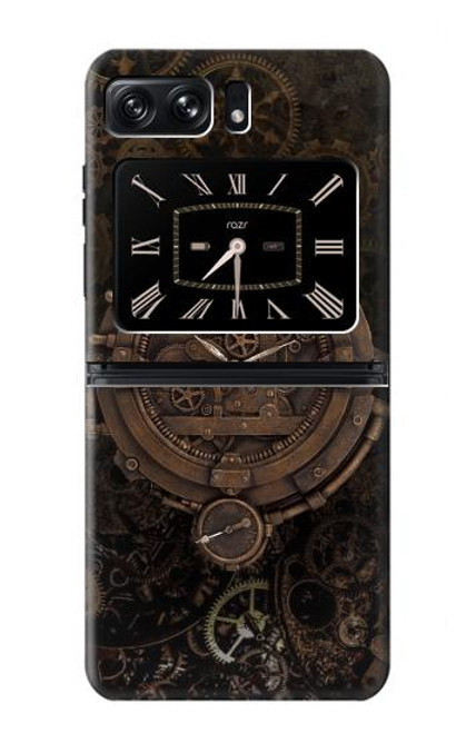 W3902 Steampunk Clock Gear Hard Case and Leather Flip Case For Motorola Moto Razr 2022