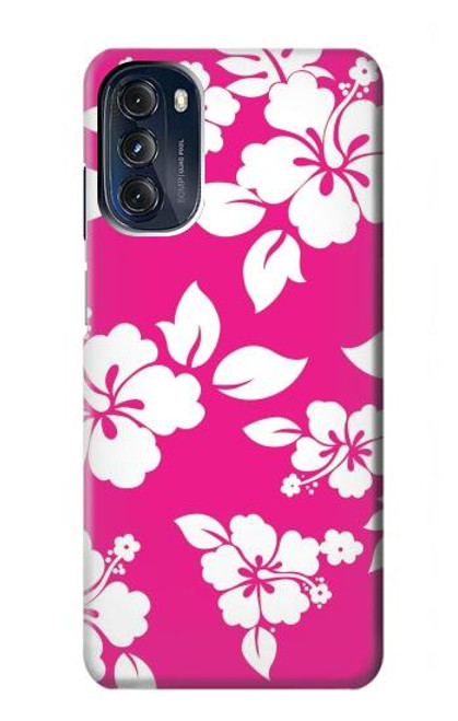 W2246 Hawaiian Hibiscus Pink Pattern Hard Case and Leather Flip Case For Motorola Moto G 5G (2023)