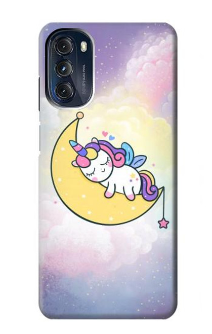 W3485 Cute Unicorn Sleep Hard Case and Leather Flip Case For Motorola Moto G 5G (2023)