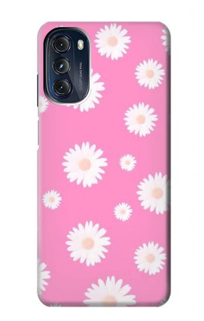 W3500 Pink Floral Pattern Hard Case and Leather Flip Case For Motorola Moto G 5G (2023)