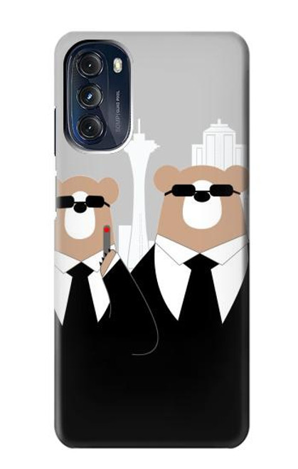 W3557 Bear in Black Suit Hard Case and Leather Flip Case For Motorola Moto G 5G (2023)