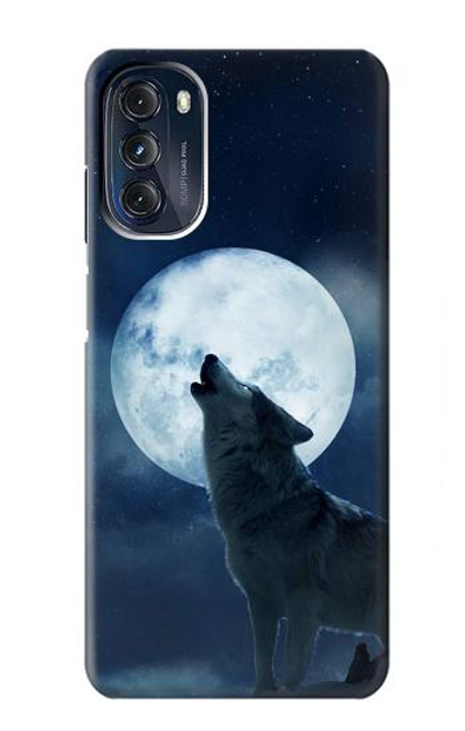 W3693 Grim White Wolf Full Moon Hard Case and Leather Flip Case For Motorola Moto G 5G (2023)