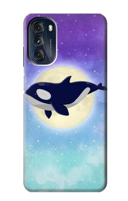W3807 Killer Whale Orca Moon Pastel Fantasy Hard Case and Leather Flip Case For Motorola Moto G 5G (2023)