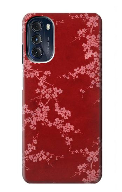 W3817 Red Floral Cherry blossom Pattern Hard Case and Leather Flip Case For Motorola Moto G 5G (2023)