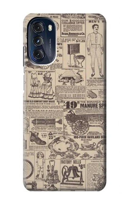 W3819 Retro Vintage Paper Hard Case and Leather Flip Case For Motorola Moto G 5G (2023)
