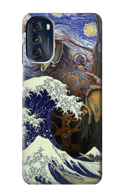 W3851 World of Art Van Gogh Hokusai Da Vinci Hard Case and Leather Flip Case For Motorola Moto G 5G (2023)
