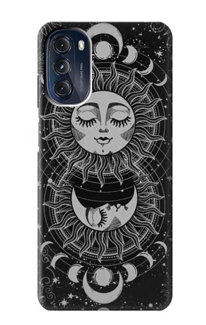 W3854 Mystical Sun Face Crescent Moon Hard Case and Leather Flip Case For Motorola Moto G 5G (2023)