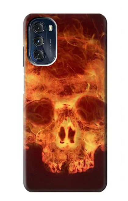 W3881 Fire Skull Hard Case and Leather Flip Case For Motorola Moto G 5G (2023)