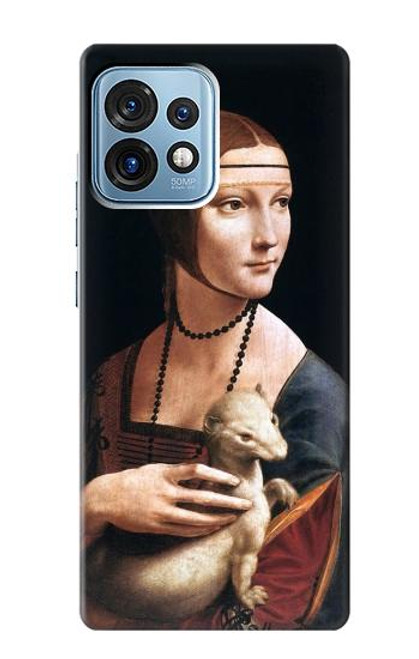 W3471 Lady Ermine Leonardo da Vinci Hard Case and Leather Flip Case For Motorola Edge+ (2023), X40, X40 Pro, Edge 40 Pro