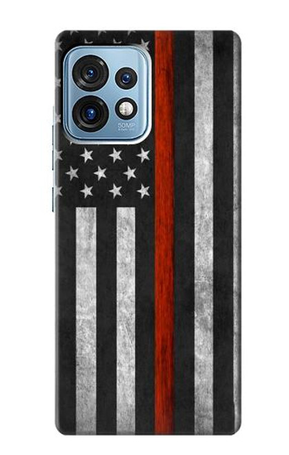 W3472 Firefighter Thin Red Line Flag Hard Case and Leather Flip Case For Motorola Edge+ (2023), X40, X40 Pro, Edge 40 Pro