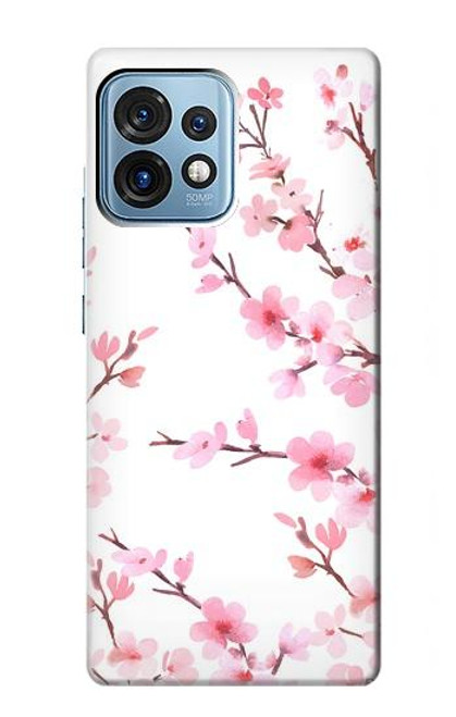 W3707 Pink Cherry Blossom Spring Flower Hard Case and Leather Flip Case For Motorola Edge+ (2023), X40, X40 Pro, Edge 40 Pro