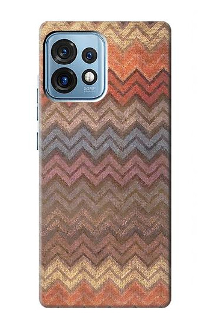 W3752 Zigzag Fabric Pattern Graphic Printed Hard Case and Leather Flip Case For Motorola Edge+ (2023), X40, X40 Pro, Edge 40 Pro