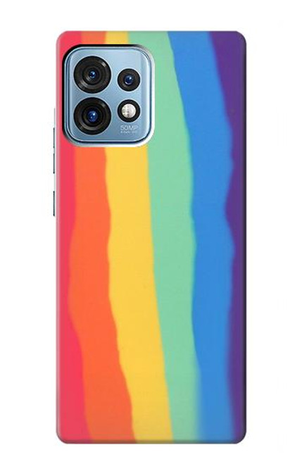 W3799 Cute Vertical Watercolor Rainbow Hard Case and Leather Flip Case For Motorola Edge+ (2023), X40, X40 Pro, Edge 40 Pro