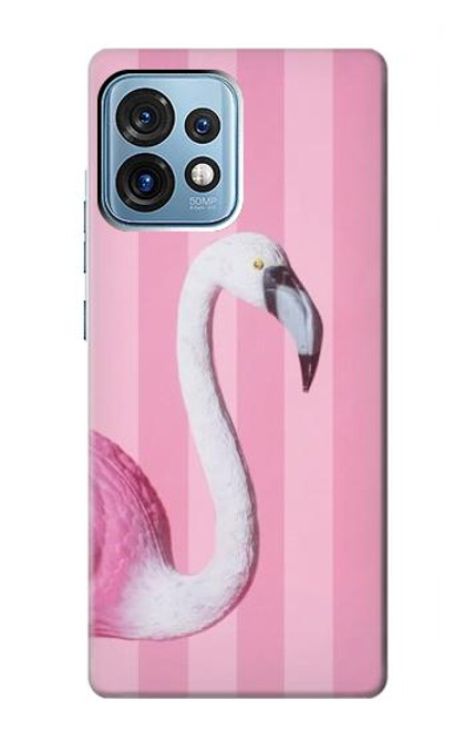 W3805 Flamingo Pink Pastel Hard Case and Leather Flip Case For Motorola Edge+ (2023), X40, X40 Pro, Edge 40 Pro