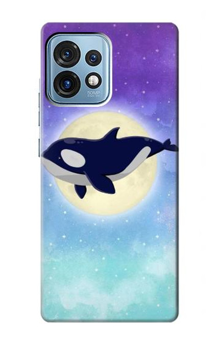 W3807 Killer Whale Orca Moon Pastel Fantasy Hard Case and Leather Flip Case For Motorola Edge+ (2023), X40, X40 Pro, Edge 40 Pro