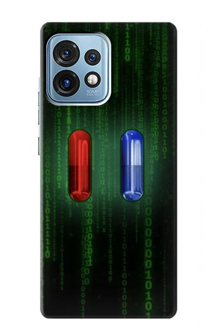 W3816 Red Pill Blue Pill Capsule Hard Case and Leather Flip Case For Motorola Edge+ (2023), X40, X40 Pro, Edge 40 Pro