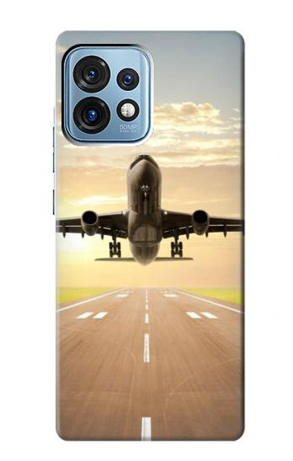 W3837 Airplane Take off Sunrise Hard Case and Leather Flip Case For Motorola Edge+ (2023), X40, X40 Pro, Edge 40 Pro