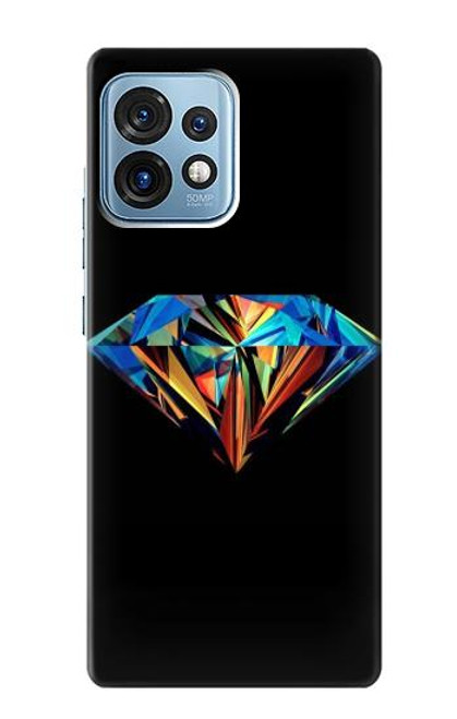 W3842 Abstract Colorful Diamond Hard Case and Leather Flip Case For Motorola Edge+ (2023), X40, X40 Pro, Edge 40 Pro