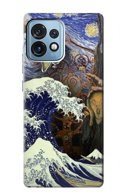 W3851 World of Art Van Gogh Hokusai Da Vinci Hard Case and Leather Flip Case For Motorola Edge+ (2023), X40, X40 Pro, Edge 40 Pro