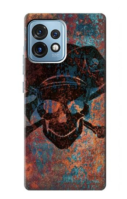 W3895 Pirate Skull Metal Hard Case and Leather Flip Case For Motorola Edge+ (2023), X40, X40 Pro, Edge 40 Pro