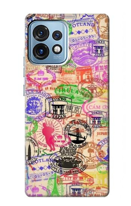 W3904 Travel Stamps Hard Case and Leather Flip Case For Motorola Edge+ (2023), X40, X40 Pro, Edge 40 Pro