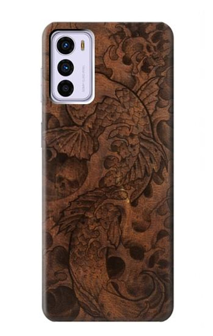 W3405 Fish Tattoo Leather Graphic Print Hard Case and Leather Flip Case For Motorola Moto G42