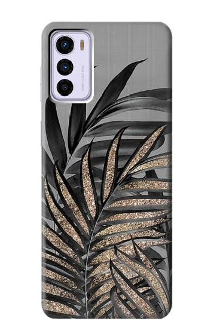 W3692 Gray Black Palm Leaves Hard Case and Leather Flip Case For Motorola Moto G42