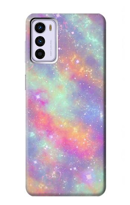 W3706 Pastel Rainbow Galaxy Pink Sky Hard Case and Leather Flip Case For Motorola Moto G42