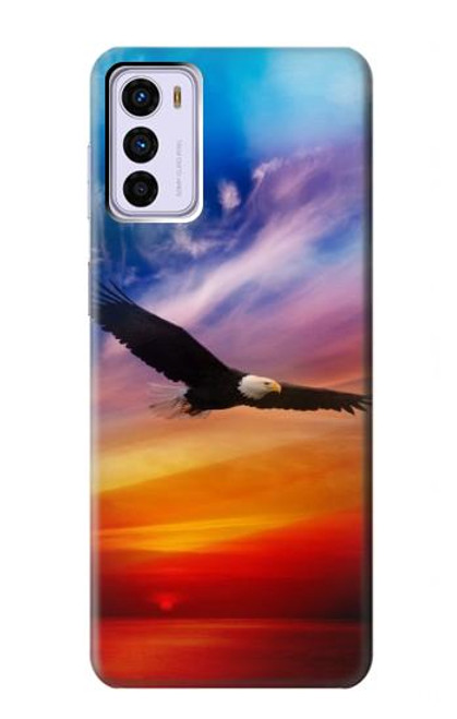 W3841 Bald Eagle Flying Colorful Sky Hard Case and Leather Flip Case For Motorola Moto G42