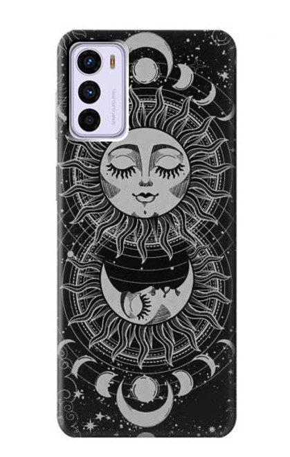 W3854 Mystical Sun Face Crescent Moon Hard Case and Leather Flip Case For Motorola Moto G42