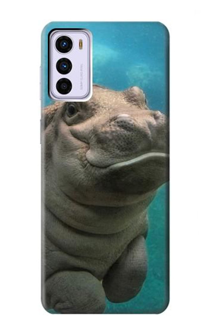 W3871 Cute Baby Hippo Hippopotamus Hard Case and Leather Flip Case For Motorola Moto G42