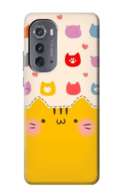 W2442 Cute Cat Cartoon Funny Hard Case and Leather Flip Case For Motorola Edge (2022)