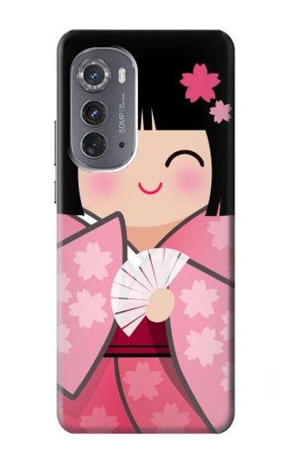 W3042 Japan Girl Hina Doll Kimono Sakura Hard Case and Leather Flip Case For Motorola Edge (2022)