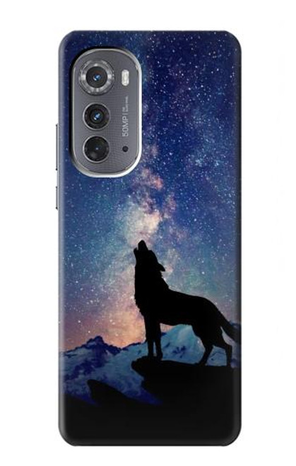 W3555 Wolf Howling Million Star Hard Case and Leather Flip Case For Motorola Edge (2022)