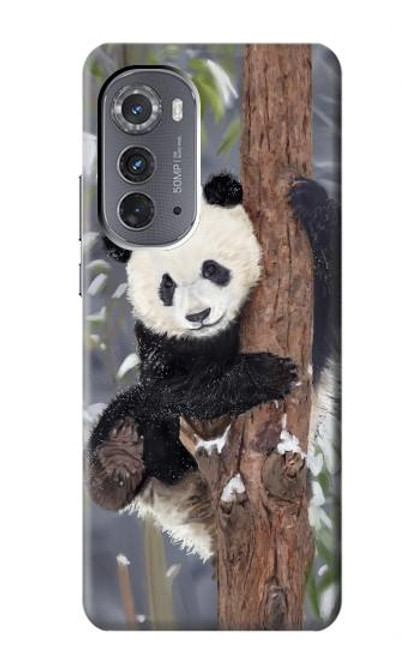 W3793 Cute Baby Panda Snow Painting Hard Case and Leather Flip Case For Motorola Edge (2022)