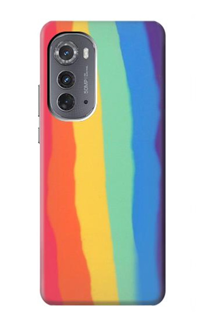 W3799 Cute Vertical Watercolor Rainbow Hard Case and Leather Flip Case For Motorola Edge (2022)