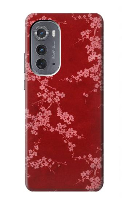 W3817 Red Floral Cherry blossom Pattern Hard Case and Leather Flip Case For Motorola Edge (2022)