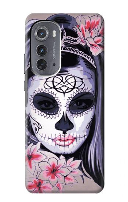 W3821 Sugar Skull Steam Punk Girl Gothic Hard Case and Leather Flip Case For Motorola Edge (2022)