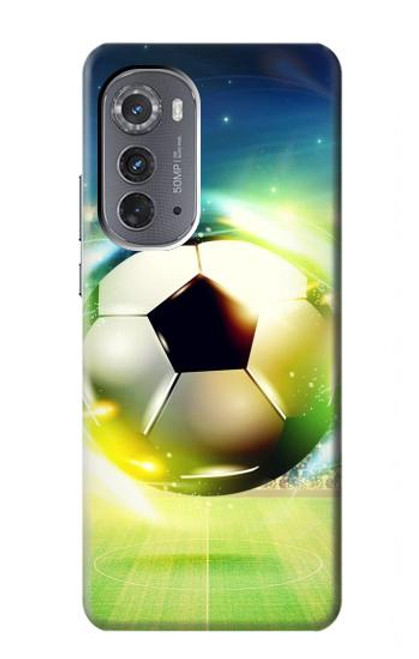 W3844 Glowing Football Soccer Ball Hard Case and Leather Flip Case For Motorola Edge (2022)