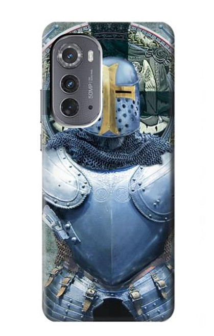 W3864 Medieval Templar Heavy Armor Knight Hard Case and Leather Flip Case For Motorola Edge (2022)